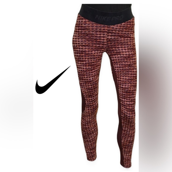Nike Pants - ✔️Nike Pro Hyperwarm legging/tights Burgundy Crush Black Size xtra small N…